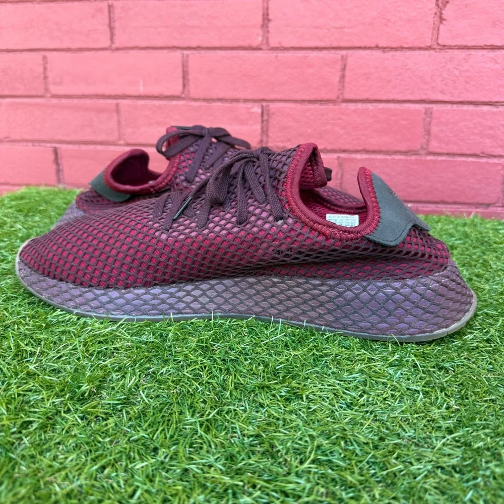 Adidas‎ Deerupt Runner Men Burgundy Mesh Athletic Lace Up Sneakers Size 14